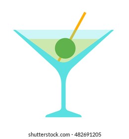 Illustration of Flat icon. Icon of glass of vermouth. A graphic element on the subject casino. Icon or sign isolated on white background. Illustration of glass of vermouth in flat style.