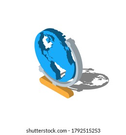 Illustration flat icon of globe with long shadow style - vector EPS