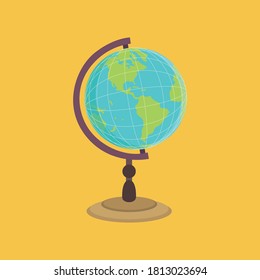 Illustration flat icon of globe with long shadow style - vector