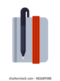 Illustration of Flat icon. Icon of notebook. A graphic element on the subject of news. Icon or sign isolated on white background. Illustration of notebook on flat style.