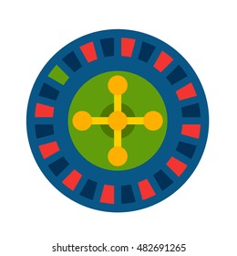 Illustration of Flat icon. Icon of roulette. A graphic element on casino subject. Icon or sign isolated on white background. Illustration of roulette in flat style.
