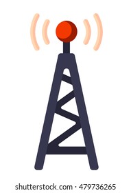 Illustration of Flat icon. Icon of satellite receiver. A graphic element on the subject of news. Icon or sign isolated on white background. Illustration of satellite receiver on flat style.