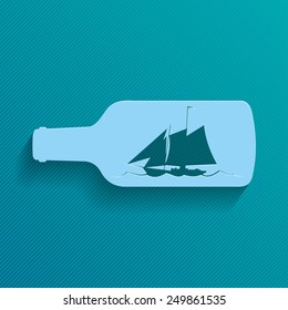 illustration of a flat icons with the image of a sailing ship