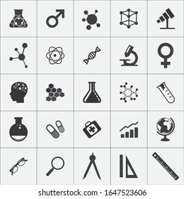 Illustration of flat icons, Scientific & Geometry Vector Icons in Flat Style 