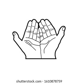 Illustration of Flat Icons. Simple black symbol on a white background. hand prayer design templates for web and mobile UI elements