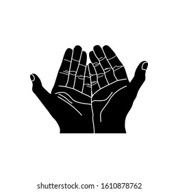 Illustration of Flat Icons. Simple black symbol on a white background. hand prayer design templates for web and mobile UI elements