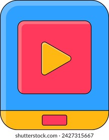 ilustración de una imagen plana de un icono multimedia, vídeo reproductor multimedia, dibujo creativo 