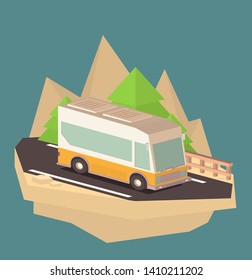 illustration of a flat isometric bus, eps10 vector