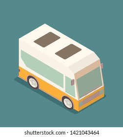 illustration of a flat isometric bus, eps10 vector