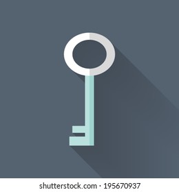 Illustration of Flat key icon over blue