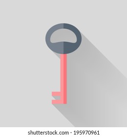Illustration of Flat key icon over grey