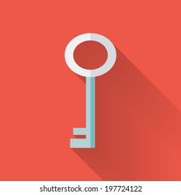 Illustration Of Flat Key Icon Over Red