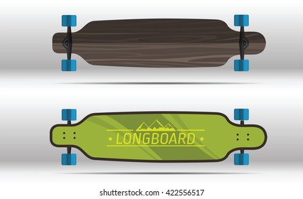 Illustration of flat longboards isolated 