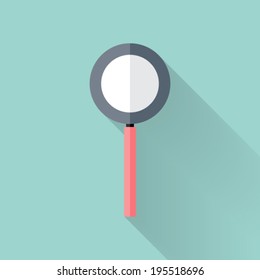 Illustration of Flat loupe icon over mint
