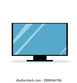Ilustración de un televisor plano y moderno en un stand. Aislado