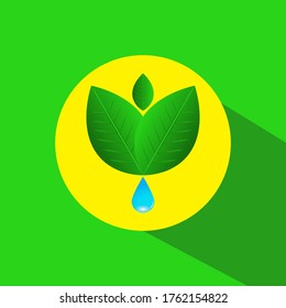 Illustration of Flat Nature Leaf and Water Drop Logo. Organic Logo