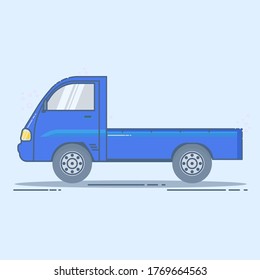 Illustration Of A Flat Pickup Truck In A Blue Open Bed