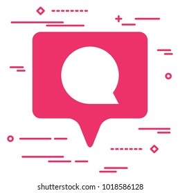 illustration of flat pink first like comment social media icon on white background with line art