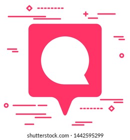 illustration of flat pink first like comment social media icon on white background with line art