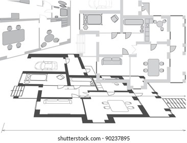 illustration with flat plans background