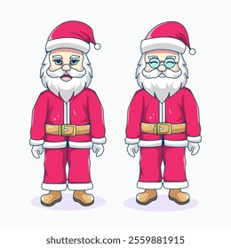  illustration of a flat santa with his happy face on christmas day