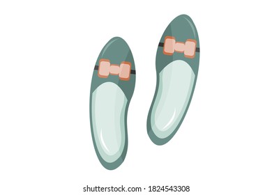 Illustration of Flat Shoe with Pink Ribbon