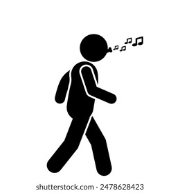 illustration of a flat stick figure character whistling