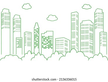 illustration of flat style city landscape, buildings