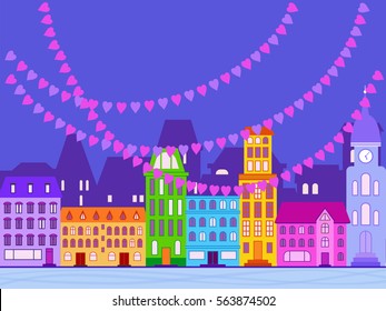 Illustration in a flat style for day of lovers design.