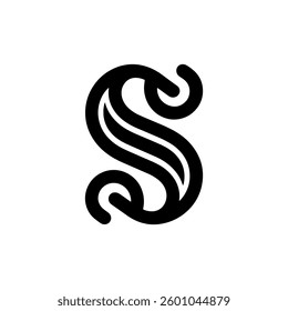 Illustration flat style Luxury letter S logo with color black and white