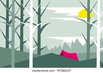 Illustration in flat style on the subject of recreation in quiet tones.