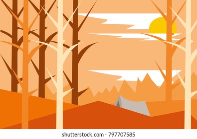 Illustration in flat style on the subject of recreation in quiet tones.
