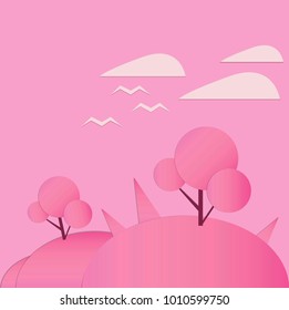 Illustration in flat style on the theme of nature and relaxation in a pleasant color passages.