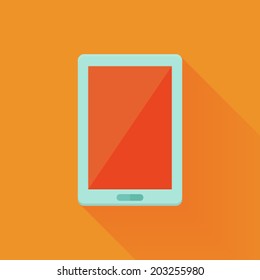 Illustration of Flat tablet pc icon over orange