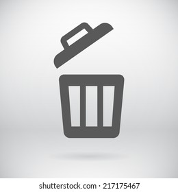 Illustration of Flat Trash Can Sign Vector Delete Litter Bucket Symbol Background