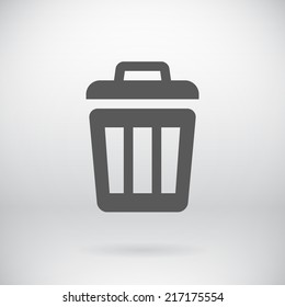 Illustration of Flat Trash Can Sign Vector Delete Litter Bucket Symbol Background