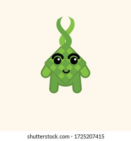 Illustration Flat vector character of indonesian traditional ketupat mascot