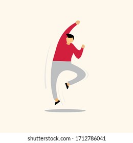 Ilustración Carácter vectorial plano del éxito del hombre