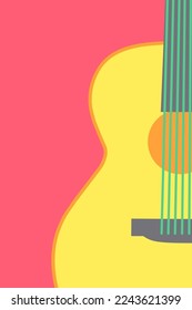 illustration flat vector graphic of acoustic guitar perfect for posters, pamphlets, wall hangings, decorations, designs, wallpapers, backgrounds, and advertisements 