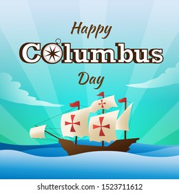 Illustration flat vector happy columbus day  background or banner graphic