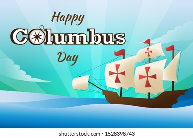 Illustration flat vector happy columbus day  background or banner graphic
