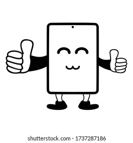 Ilustración del carácter de teléfono móvil del vector plano