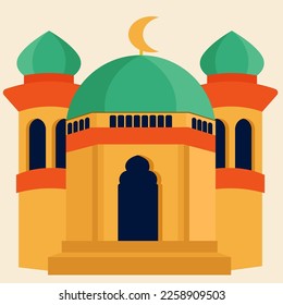 Illustration flat vector mosque simple and elegant design