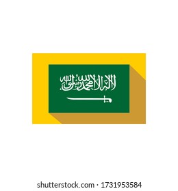 Illustration flat vector Saudi Arabian flag with shadows