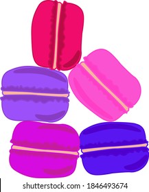 Illustration of flat vivid macaroons icon isolated on white background.