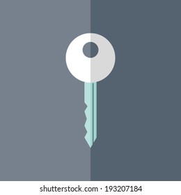 Illustration of Flat white mint key icon over blue