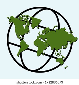 
Ilustración de un mapa plano mundial. Diseñar un mapa mundial con estilo de caricatura