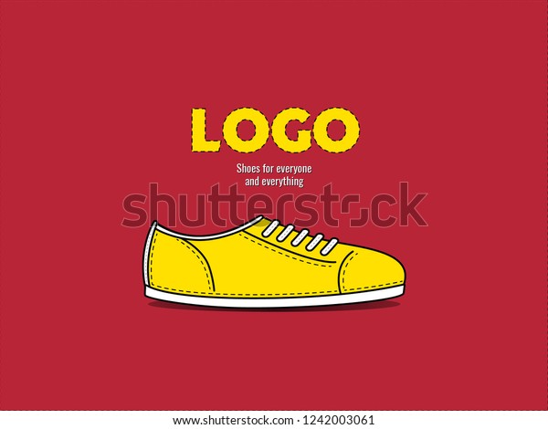 Illustration Flat Yellow Sneaker Logo 