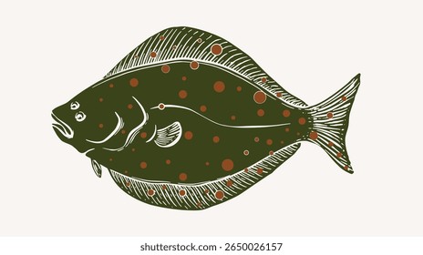 ilustração de peixes-chatos, solha-das-pedras. adequado para design de menu de restaurante, produtos de peixes-chatos e ilustrações digitais de peixes-chatos