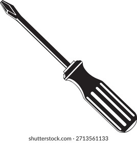 Illustration of a flathead screwdriver, a common hand tool used for tightening or loosening screws with a slotted head.